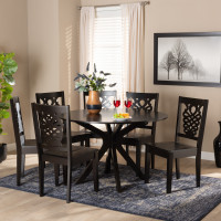 Baxton Studio Liese-Dark Brown-7PC Dining Set Liese Modern and Contemporary Transitional Dark Brown Finished Wood 7-Piece Dining Set